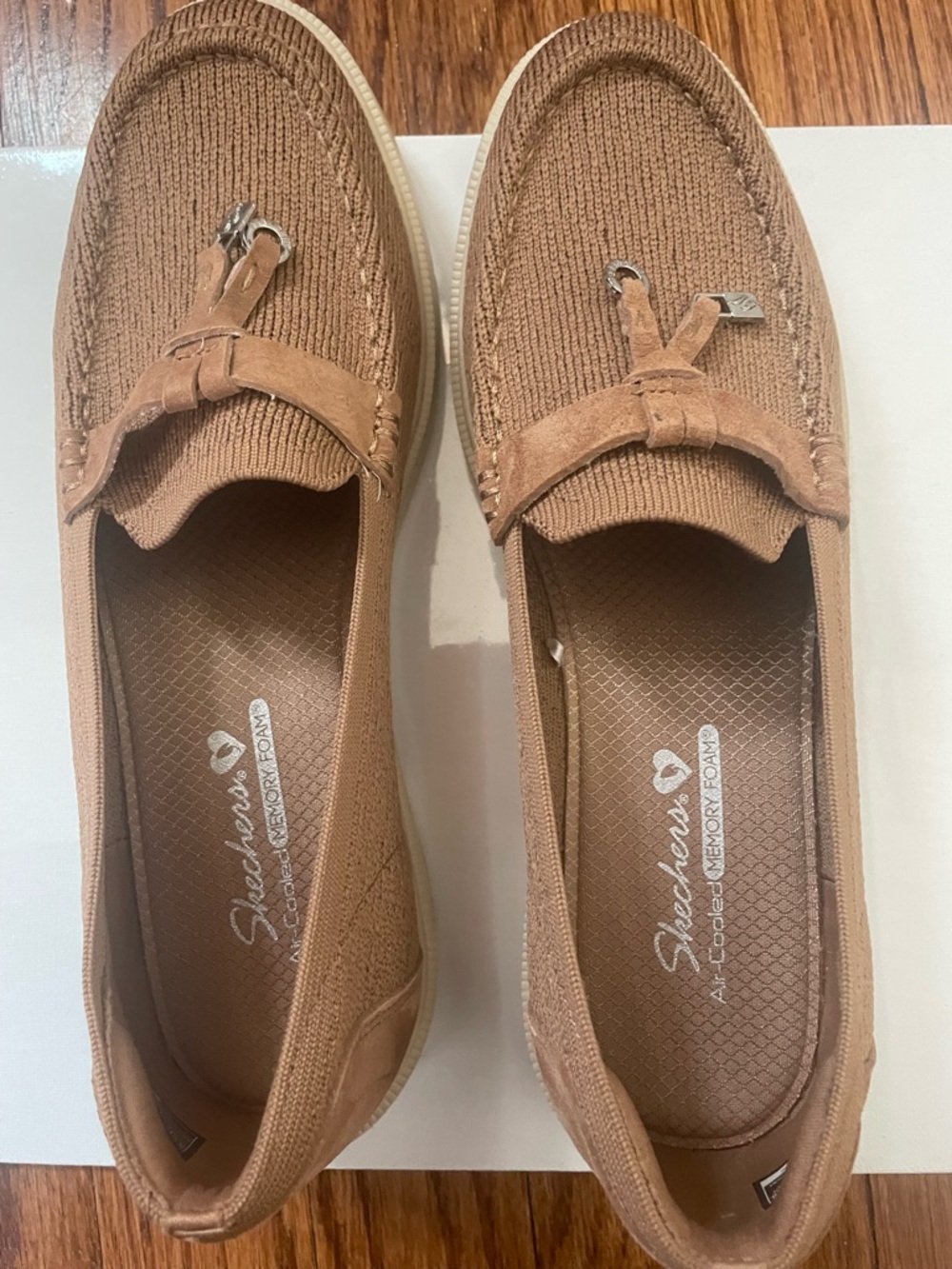 Skechers Women's Light Brown Knit Slip-On Loafers - Picture 2 of 7
